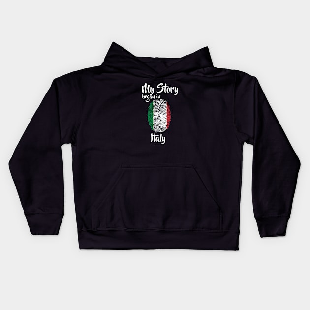 Italy Flag Fingerprint My Story DNA Italian Kids Hoodie by Your Culture & Merch